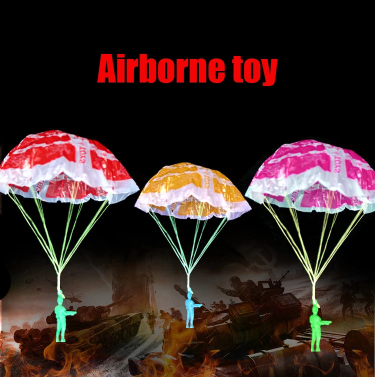 10Pcs Hand throwing parachute Soldier's parachute Air parachute Mini airborne soldiers Children's plastic toys small gifts