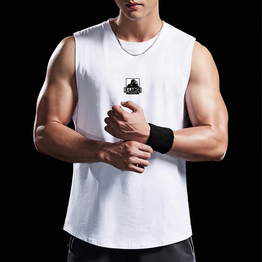 

Casual Fashion Print Tank Top Summer Mens Gym Fitness Workout Sleeveless Shirt Clothing Male Singlet Hip Hop Vest Workout Clothe