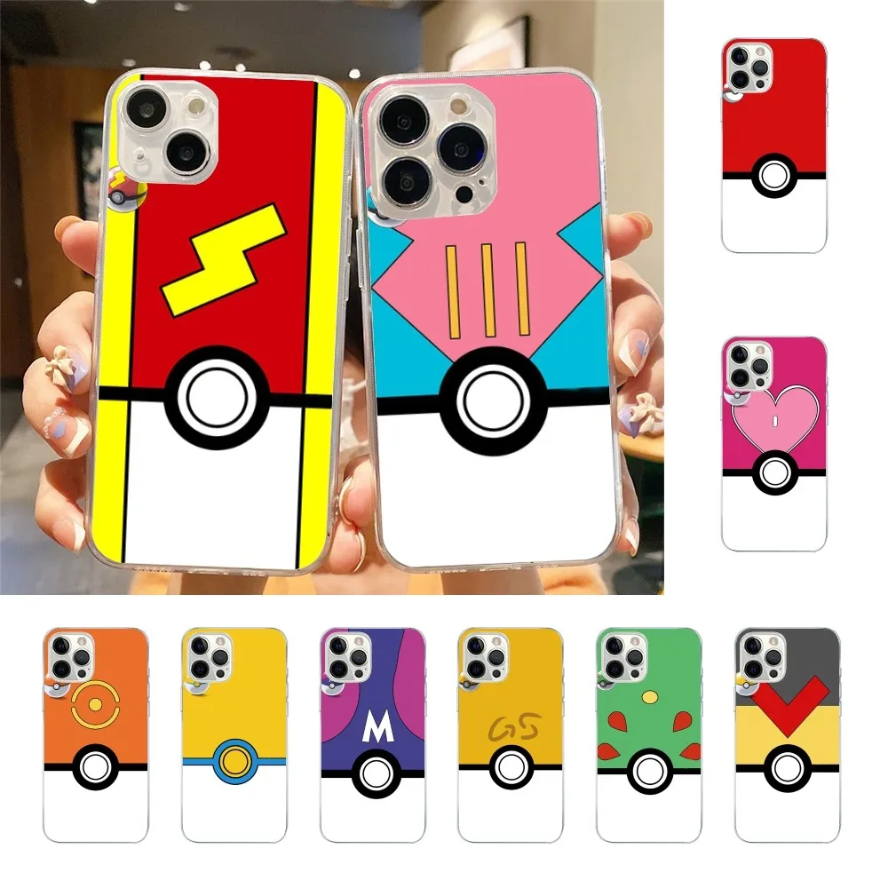 SW-54 Чехол для телефона P-Pokemon Ball Iphone 15 11 13 14 Pro Max 7 8 Plus X Xr Xs 16pro 12mini Прозрачный чехол