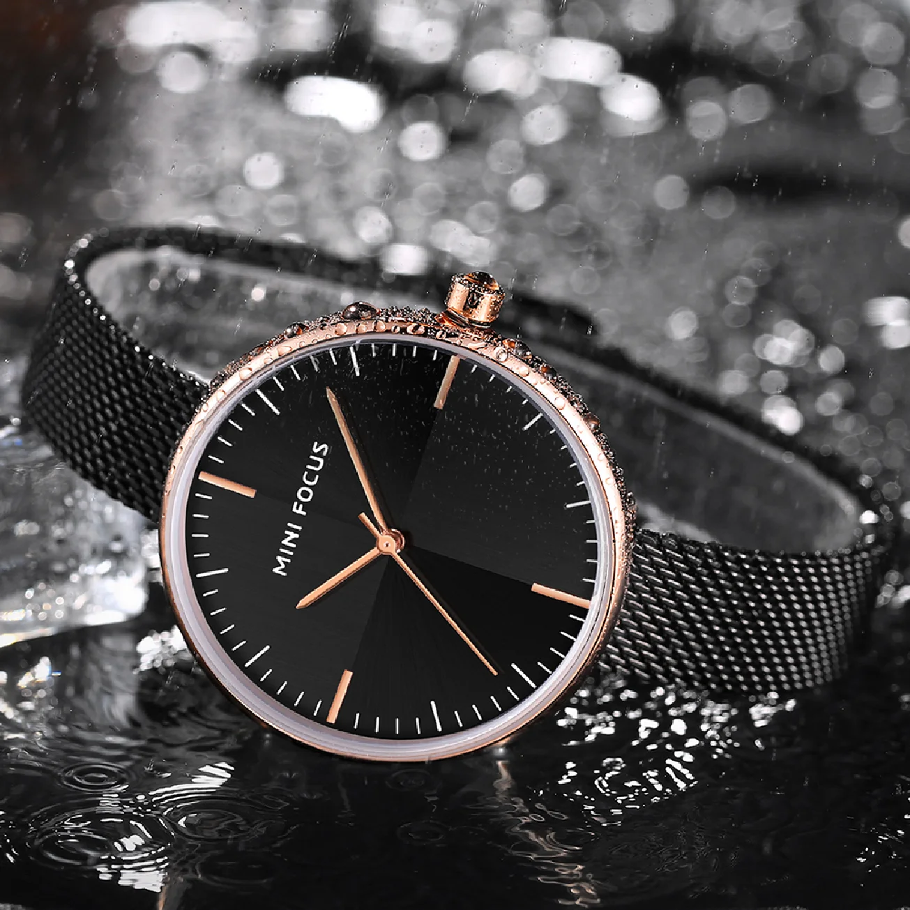 MINI FOCUS Watches Women Top Brand Luxury Black Steel Mesh Quartz Simple Fashion Business Watch For Women Clock Relogio Feminino enlarge