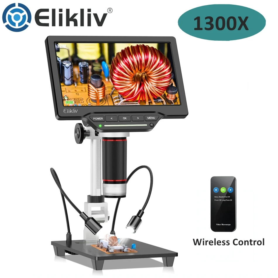 

Цифровой микроскоп Elikliv EK-DM201, 16 МП, HDMI, USB, 7 дюймов
