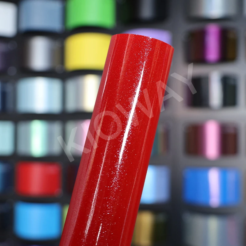 Высококачественная блестящая красная виниловая пленка со стразами с блестками