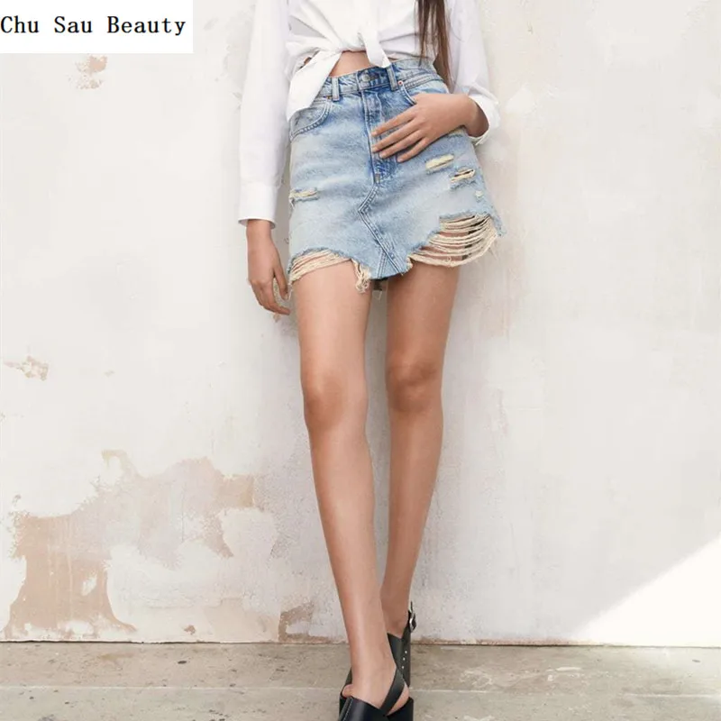 

Женские рваные джинсовые шорты Chu Sau, универсальные облегающие шорты с высокой талией, лето 2022