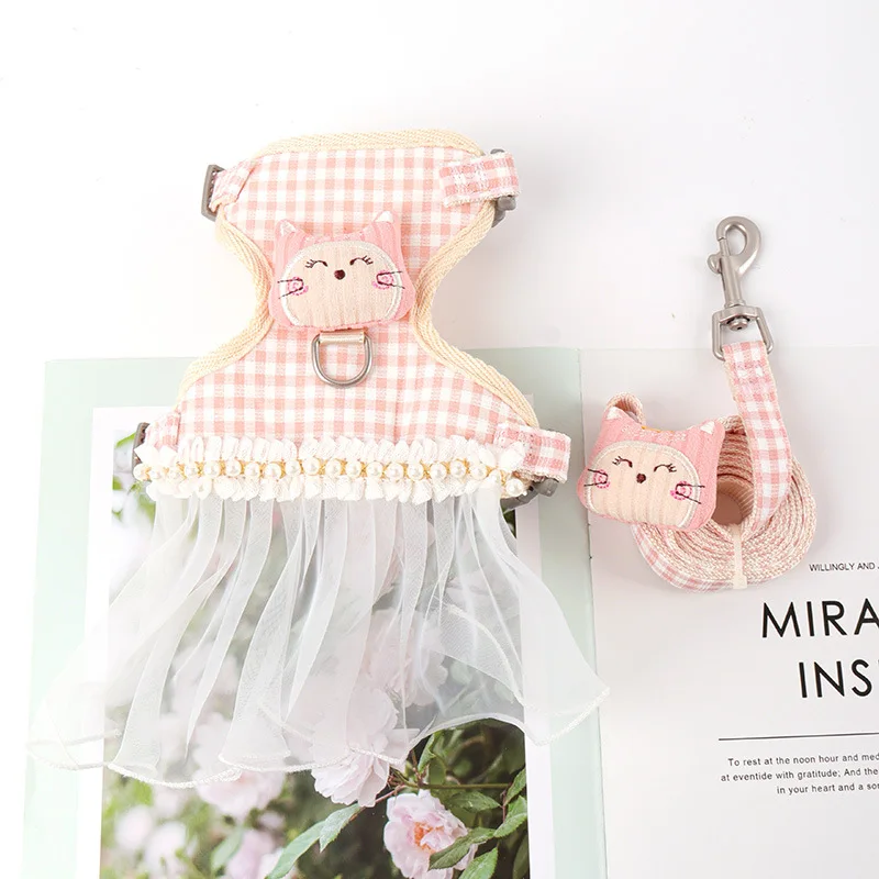 

Веревка-держатель для собак, Тедди, жилет для кошек, нагрудный ремень, одежда в Корейском стиле для маленьких искусственных собак, поводок, т...