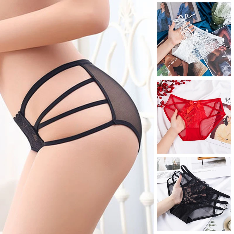 

Sexy Women's Panties Erotic Underwear Temptation Transparent Lingerie Hollow Out Girl Briefs Net Yarn Lace Underpants Sale