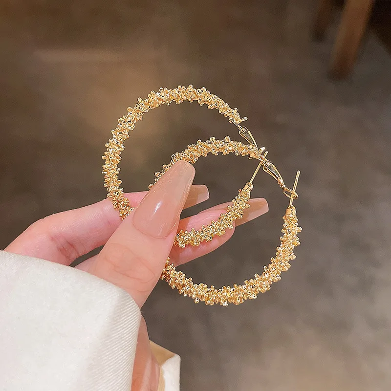 

New exaggerated big circle earrings women's S925 silver needle earrings