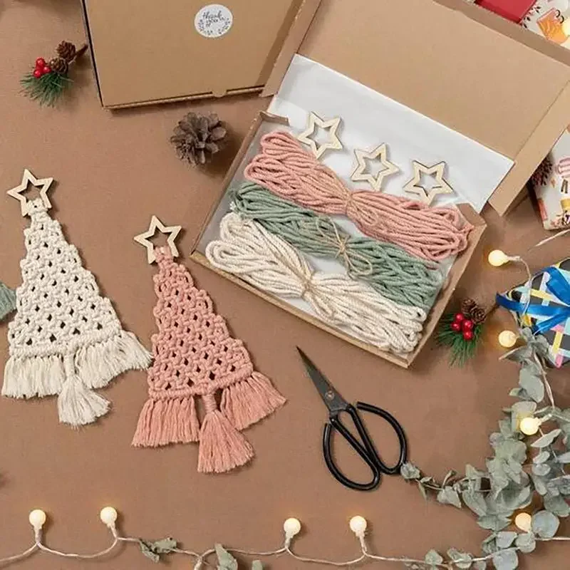 DIY Рождественская елка набор макраме хлопковая веревка подвесное украшение для