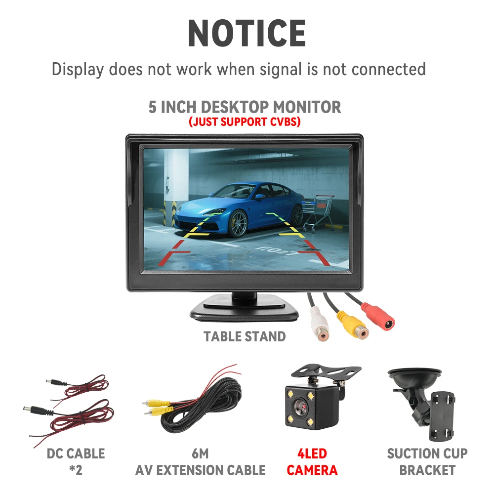 

Монитор KTYDKP 5 Дюймов Для Автомобиля С Камерой Заднего Вида, HD, Ночное Видение, LED-экран, Для Помощи При Парковке