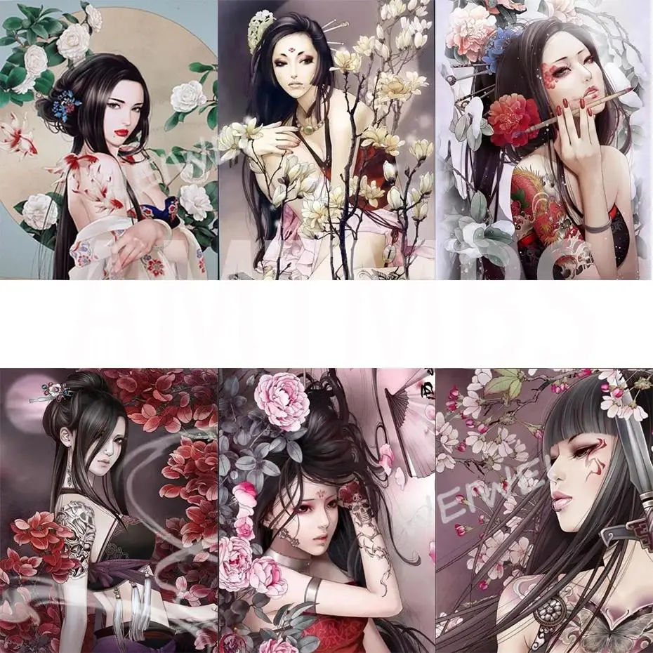 

Chinese Classical Style Cartoon Girl 5D Diy Diamond Painting Cross Stitch Kits Full Drill Diamond Embroidery Home Decor