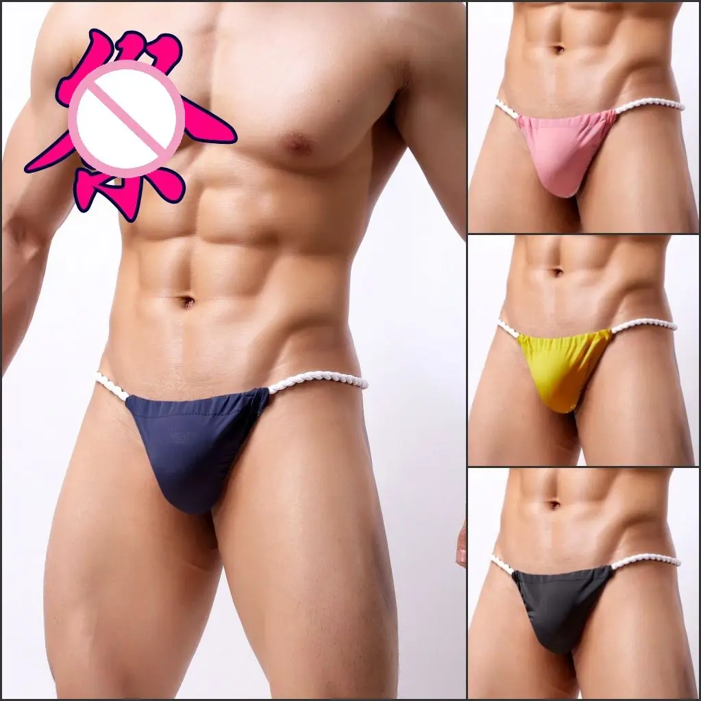 

Men'S Thong Briefs Tie Rope Thin Perspective Men'S Underwear Thong Ice Silk Sumo Pants Breathable Comfort Gay Sissy Underpants