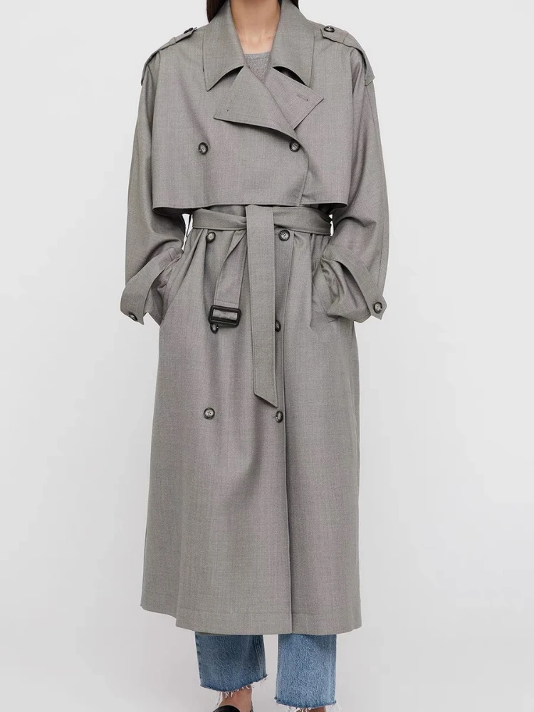 

Trench Coat Autumn Winter New Feminine Temperament Commuter Double-breasted Wool Trench Coat Women
