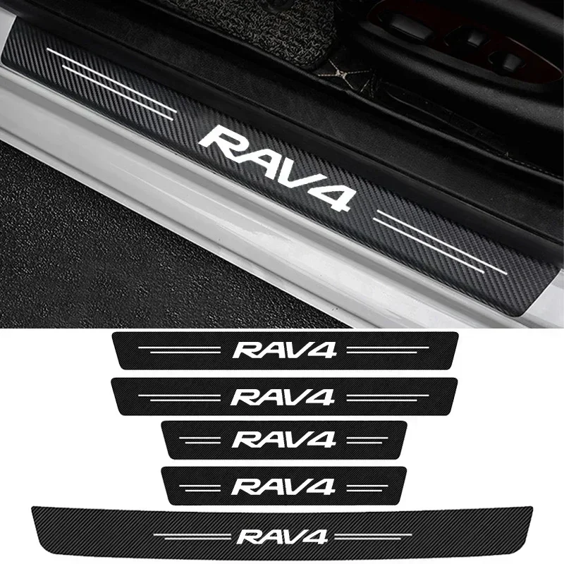

Наклейки на на порог автомобиля из углеродного волокна для Toyota RAV4 Xa50 Refit 2019 2020 2021 2025, мешалки для бампера с защитой от царапин