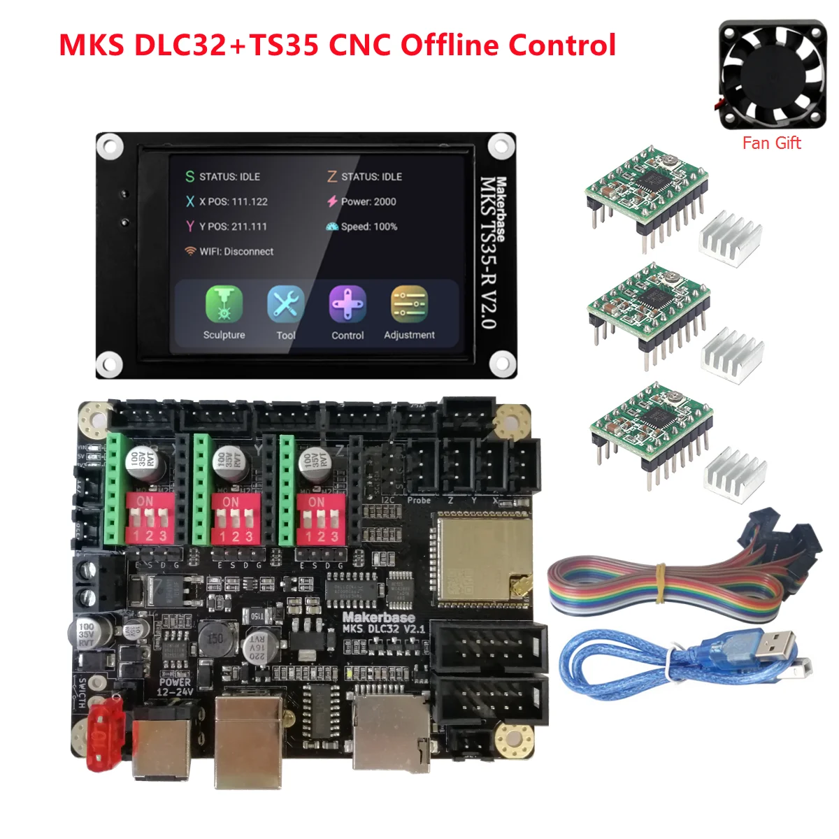Автономный контроллер MKS DLC32 32 бита карта управления ESP32 TS35-R V2.0 ЖК-дисплей с ЧПУ 3020