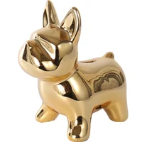 Bulldog Ceramic Piggy Bank Cute Kids Money Box For Kids Golden Dog Coin Money Saving Box Cash Smart Alcancias Creativas Home
