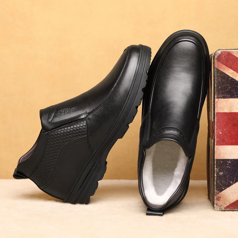

Handmade Men Genuine Leather Winter Boots Warm Snow Men Boots Ankle Boots For Men Business Dress Shoes