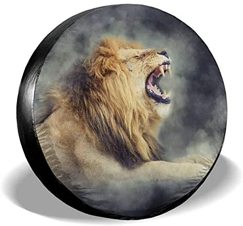 

Zhung Ree African Animal Lion Waterproof Universal Spare Tire Cover Fits for Trailer RV Truck Travel Trailer Accessories