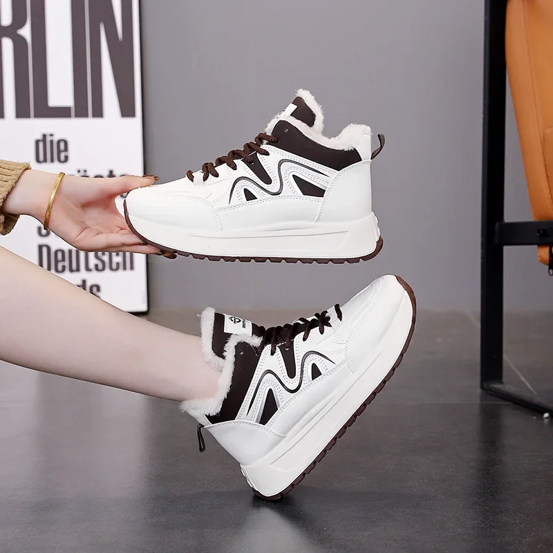 Зимние ботинки женские кроссовки новые зимние ботильоны на толстой подошве