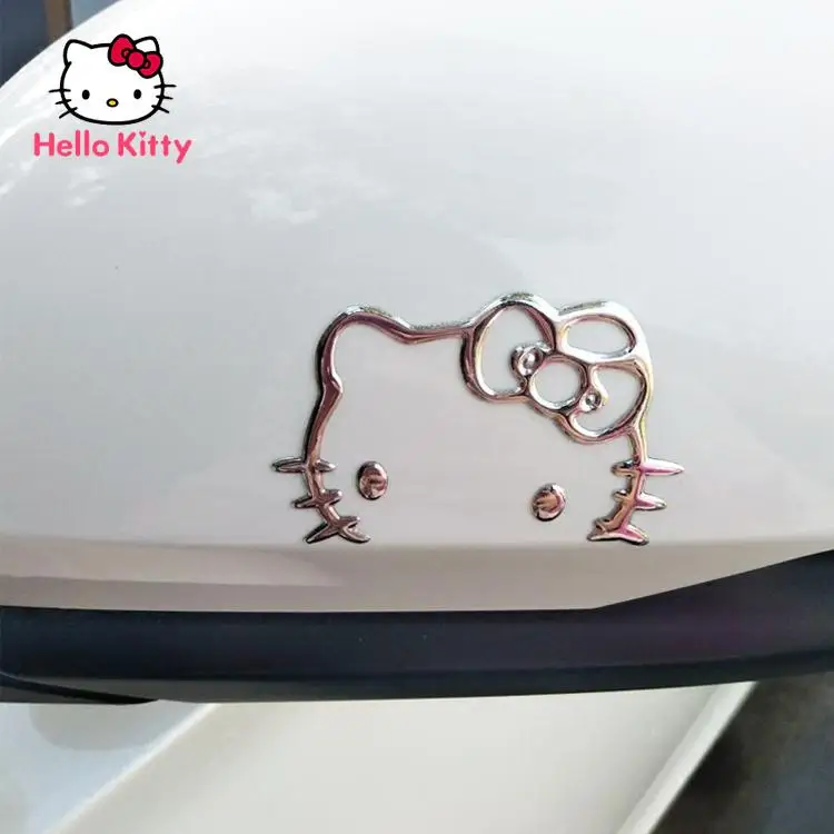 

3D Автомобильные наклейки Hello Kitty, модификация логотипа, мультяшное украшение, форма крыла, металлические автомобильные наклейки, зеркало за...