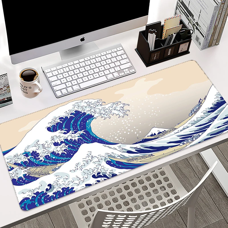 

Computer Art Mouse Pad Japan The Great Wave Of Kanagawa Large Gaming Mousepad Gamer Rubber Otaku Keyboard pad Laptop Desk Mat
