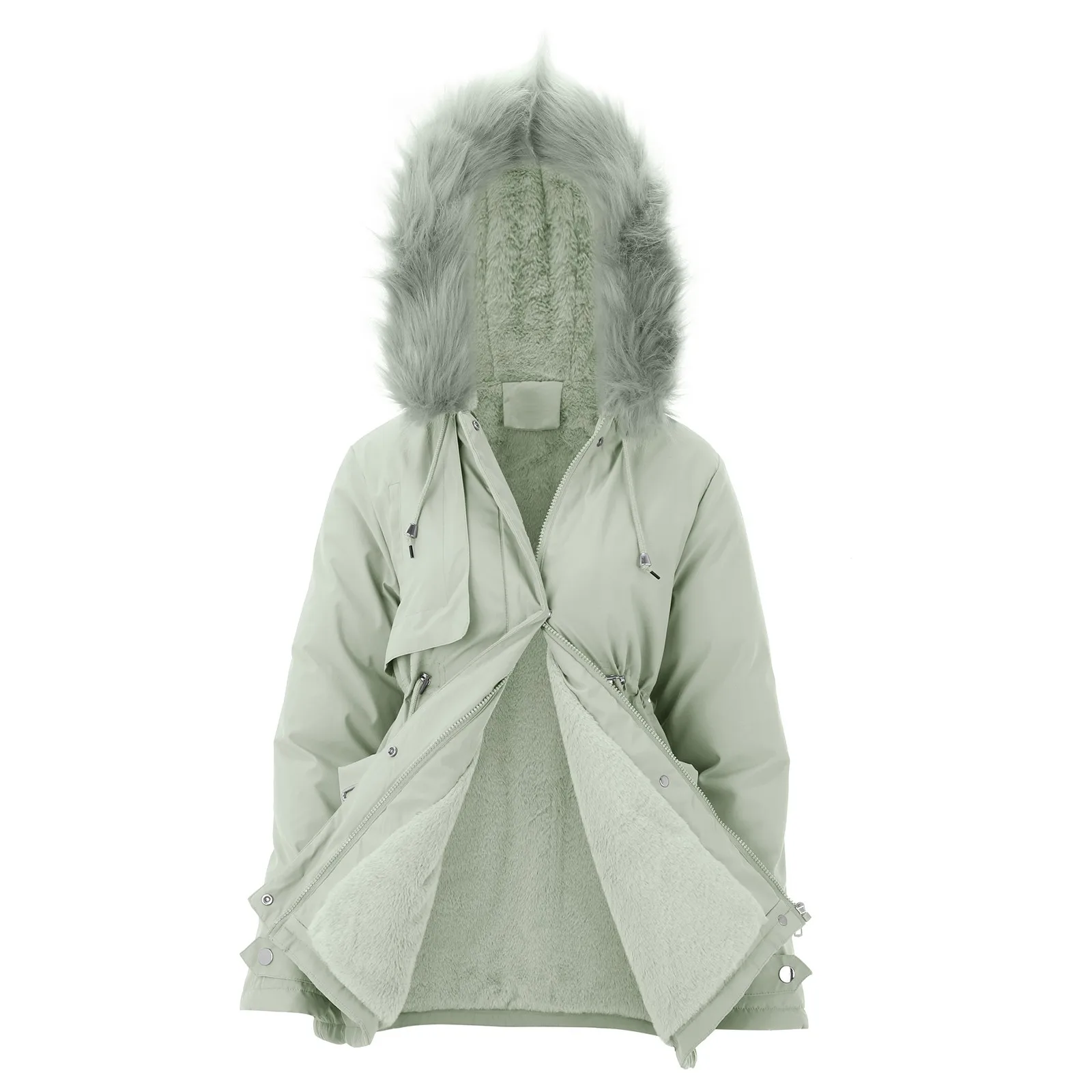 Hooded Women Winter Coat Parka Thick Padded Outerwear Coat Lapel Collar Long Sleeve Jacket Casual Thicken Coat Jacket Warm Parka