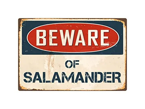 НаклейкаПират Остерегайтесь Саламандры 8 x 12 дюймов Винтажный алюминиевый