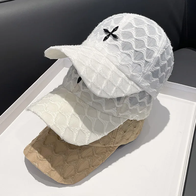 

Spring Summer Mesh Lace Baseball Caps Women Black White Beige Khaki All Match Outdoors Sun Protection Caps 54-58cm 2022