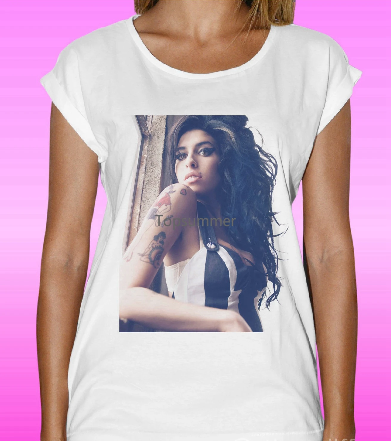 

Women'S Tee T-Shirt Bianca Donna Amy Winehouse Tattoo Idea Regalo Road To Happiness Female Casual Hip Hop
