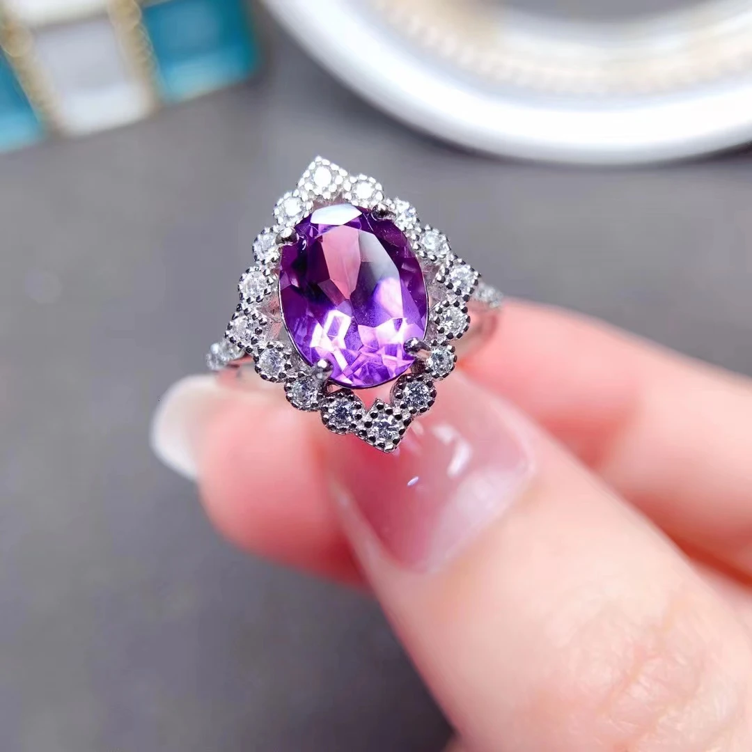 

Classic Amethyst Silver Ring 3ct VVS Grade Natural Amethyst Jewelry 3 Layers 18K Gold Plating 925 Silver Gemstone Ring