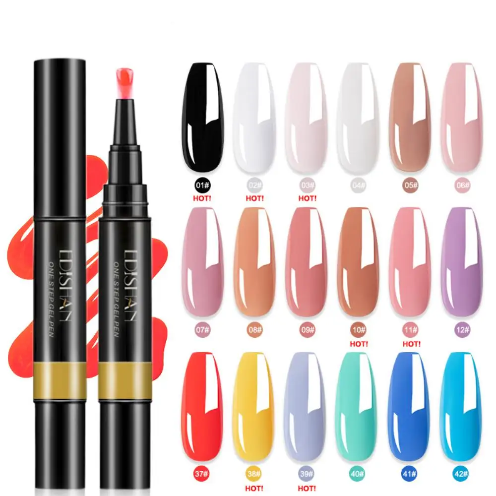 

3 In 1 Nail Art Gel Varnish Pencil 38colors One Step Gel Nail Pen No Need Top Base UV Phototherapy Glue Manicure Accessories