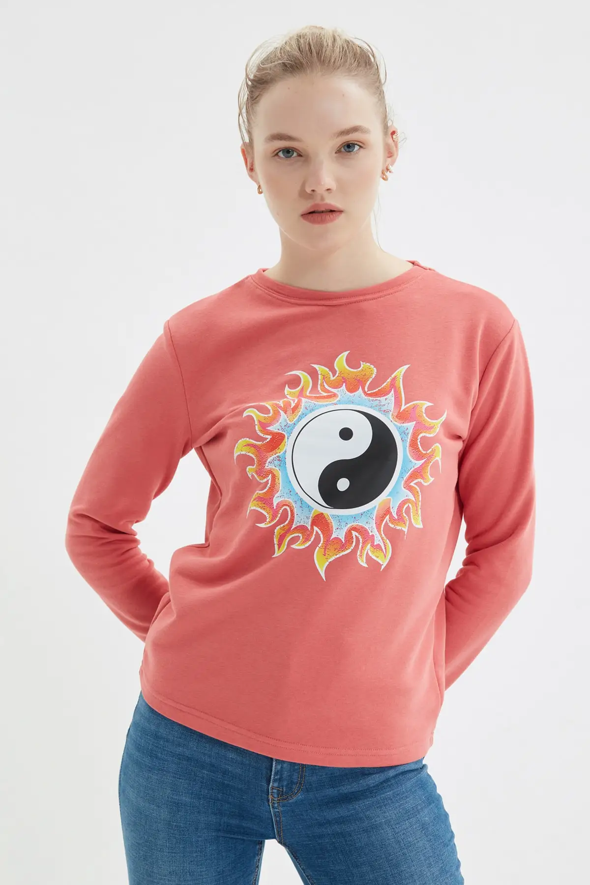 

Women's Sweatshirt Rose Printed Basic Thin Knitted Hoodies Fashion All Season New Designer Pullovers Fleece Hoodies