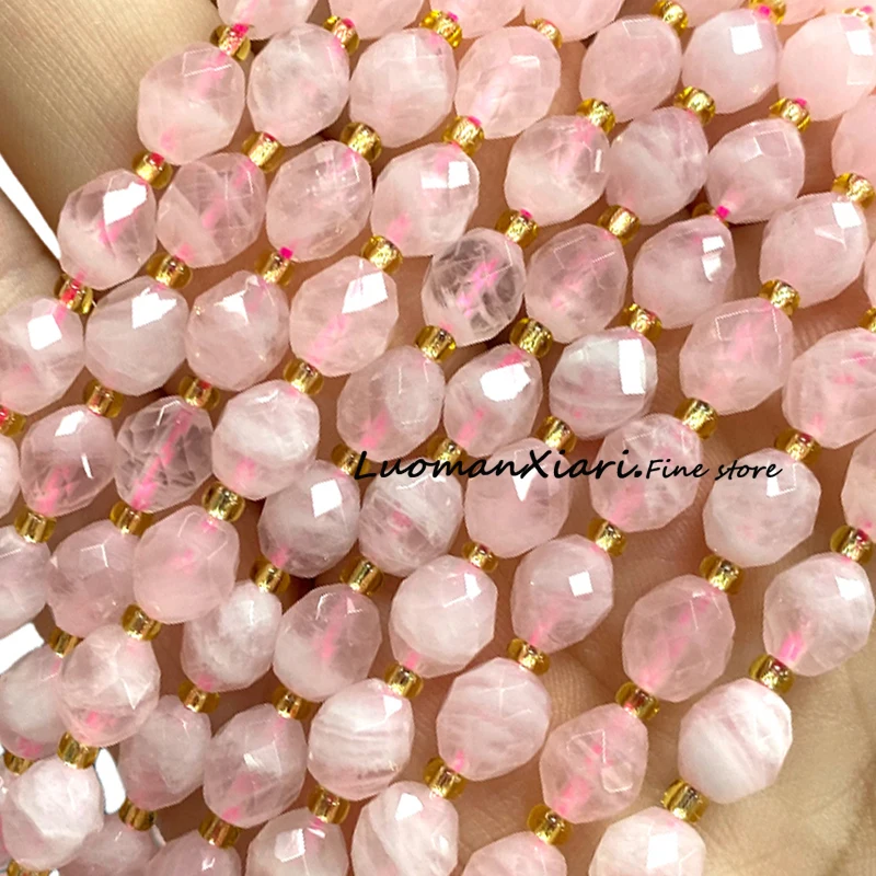 Натуральный камень 8x6 мм граненый рис форма AA Мадагаскар розовый кварц овальные