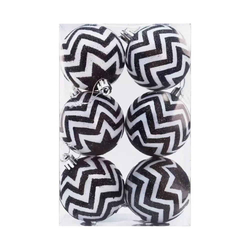

Черно-белые пластиковые елочные шары 6 см, набор из 6 шт.