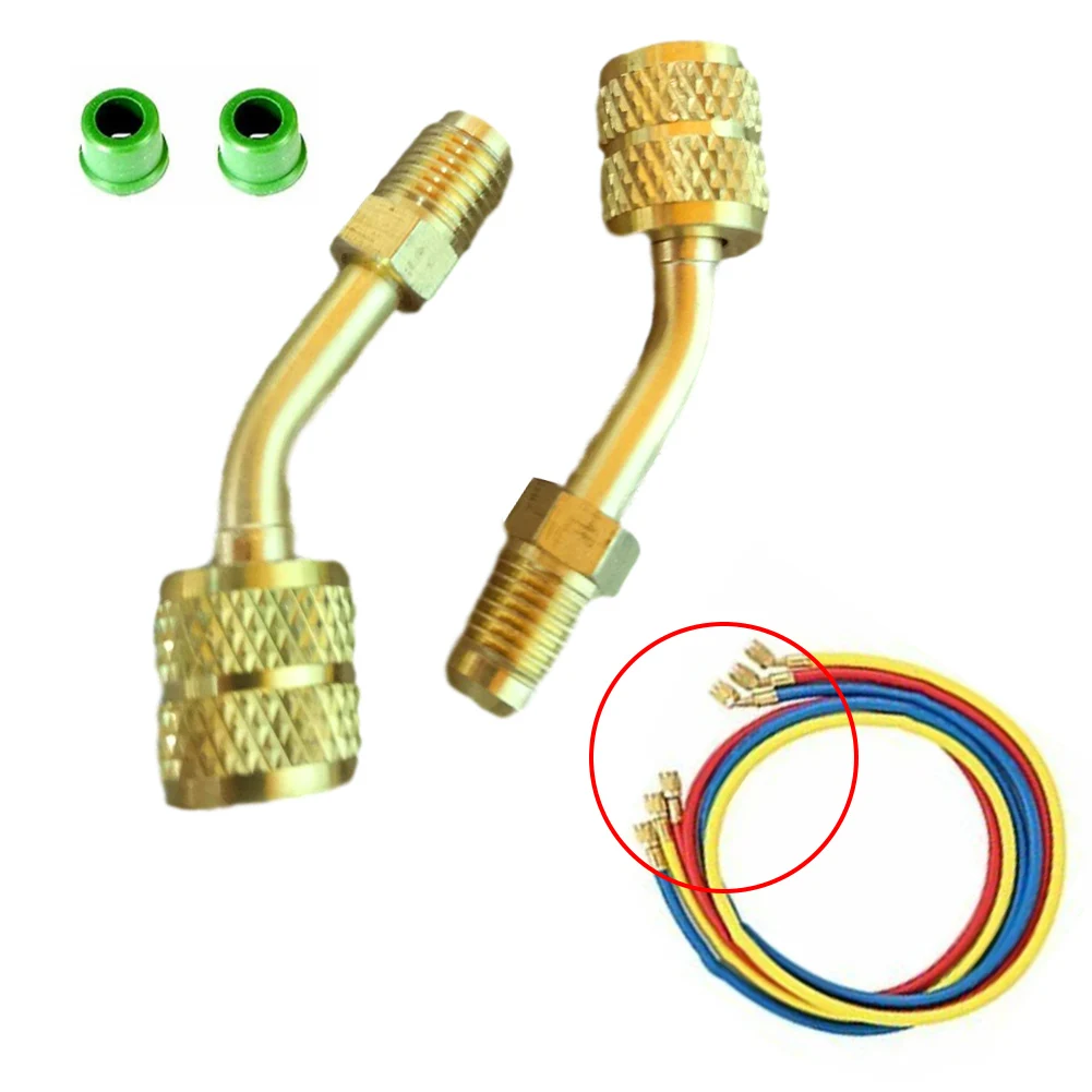 

2PCS R410A Charging Vacuum Port Adapter Brass Converter For Mini Split System Air Conditioner HVAC Refrigeration Service