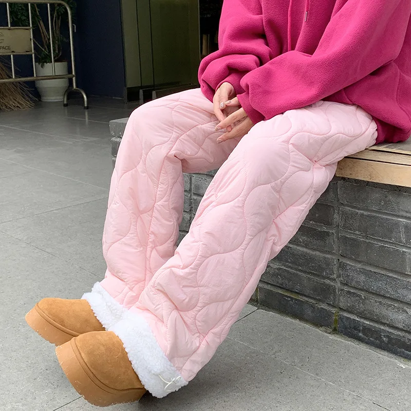 Женские зимние штаны толстые утепленные водонепроницаемые широкие брюки на