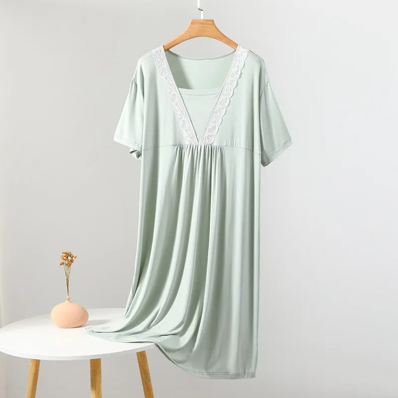 Летняя Модальная кружевная ночная рубашка принцессы Женская свободная с
