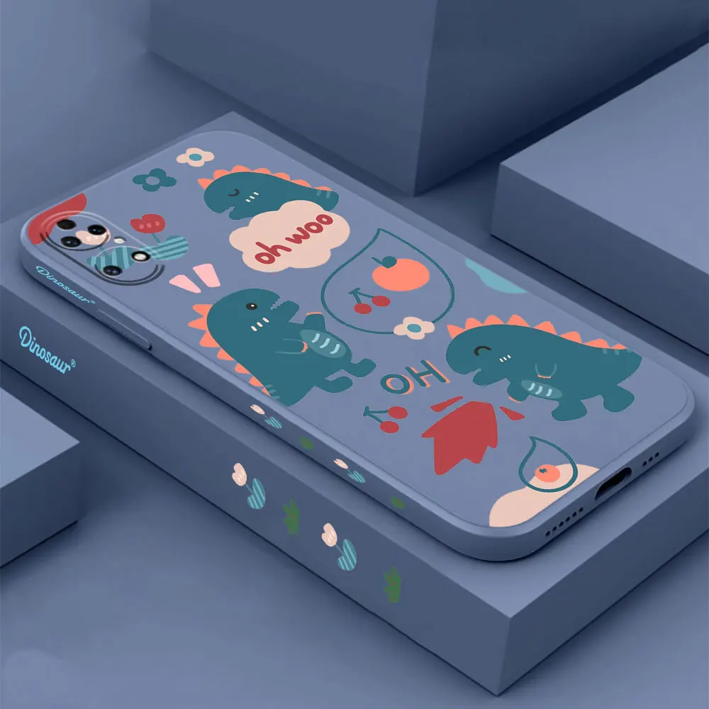 Cartoon Cute Crocodile Dinosaur Phone Case For Huawei P60 P50 P40 P30 P20 Mate 50 40 30 20 20X 10 Colour Liquid Silicone Cover