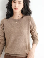 spring and autumn new ladies round neck knitted sweater comfortable and elegant all match long sleeved pullover knitted top