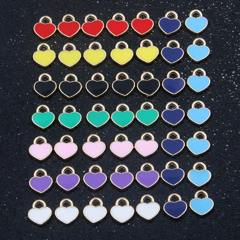 

50 шт. 9*11 мм 10 цветов Подвески сердце капля масло модные изделия KC Золотой сплав металлический кулон для DIY ювелирные изделия ожерелья матери...