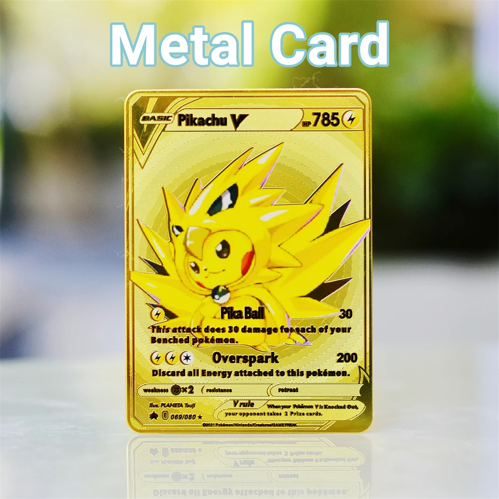 

Pokemon Card Pikachu Vmax Metal Pokémon Letters Rainbow Charizard Lugia Gold Iron Vstar Playing Cards Anime Games Kids Toys Gift