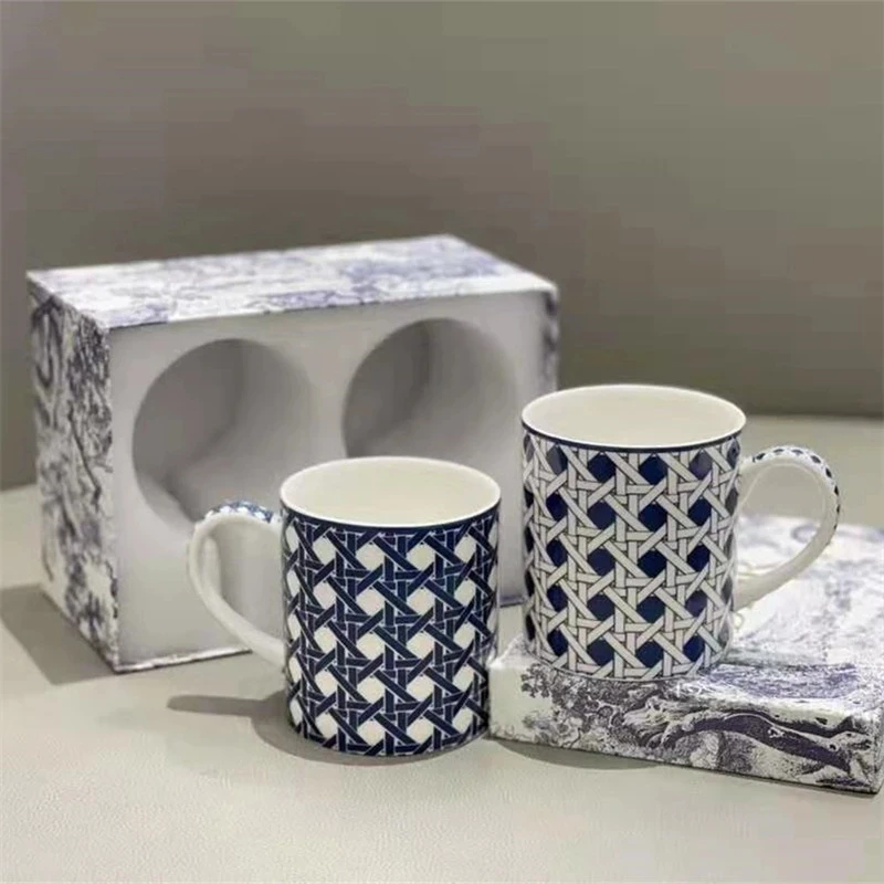 

350ML Ceramics Mugs Double Cups Set With Gift Box Bone China Porcelain Birthday Present For Tea Milk Coffee Water Useful Luxury