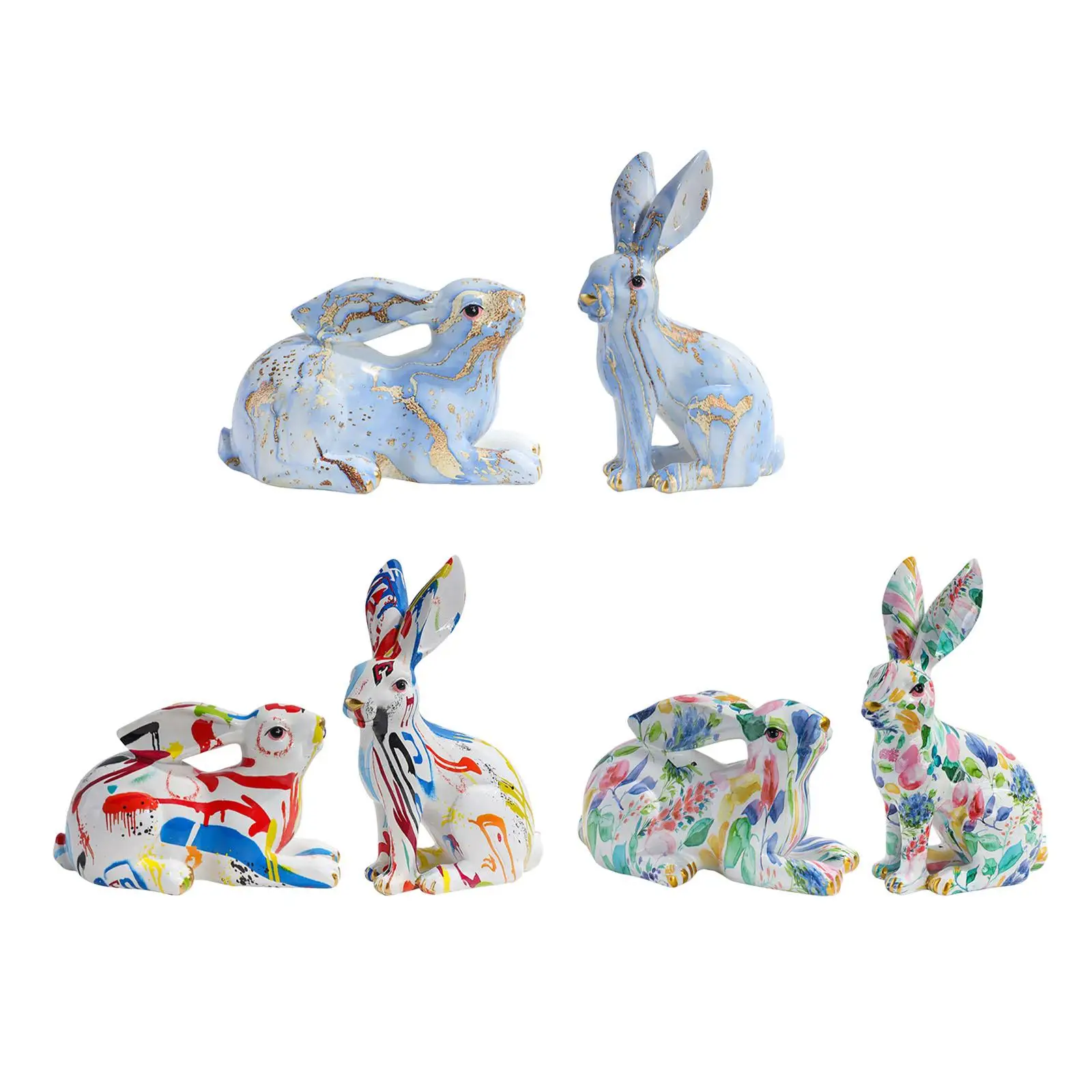 

Rabbit Statue Scupture Modern Resin Animal Figurine for Porch Desktop Decor