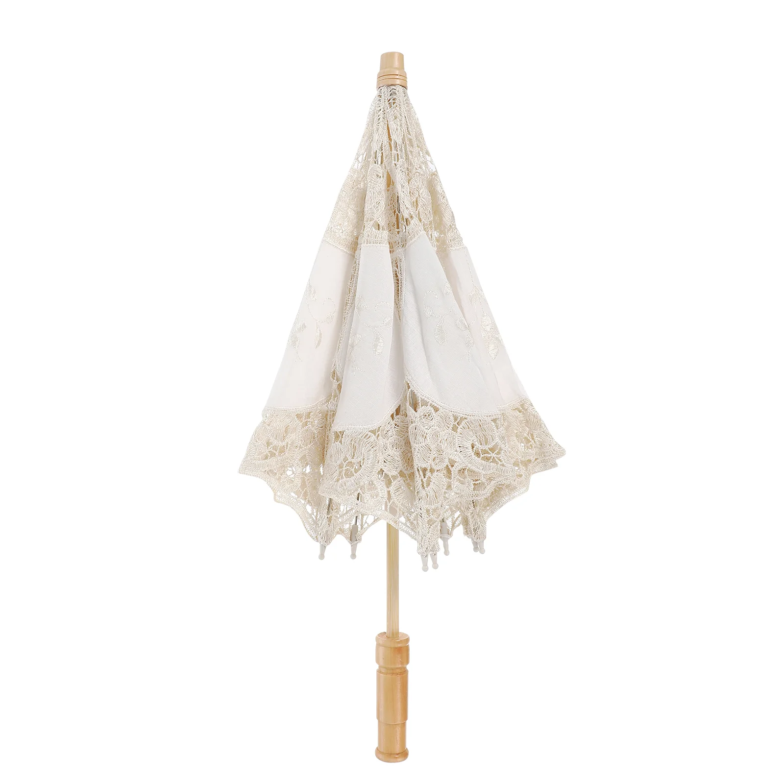 

Transparent Umbrella Photography Prop Embroidered Parasol Wooden Handle Handheld Lace