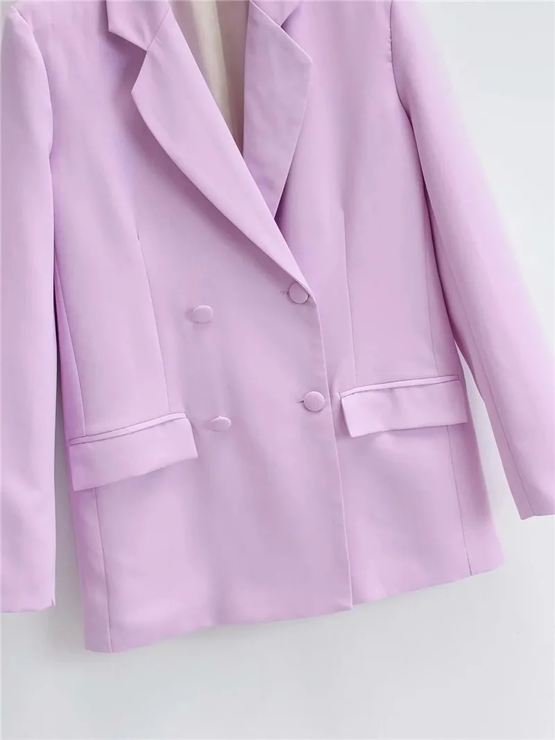 Simple All-Match Blazer Suit Women Solid Colors Double Breasted Mid-Length Office Blazer 2021 New Fashion Casual Commute Suits