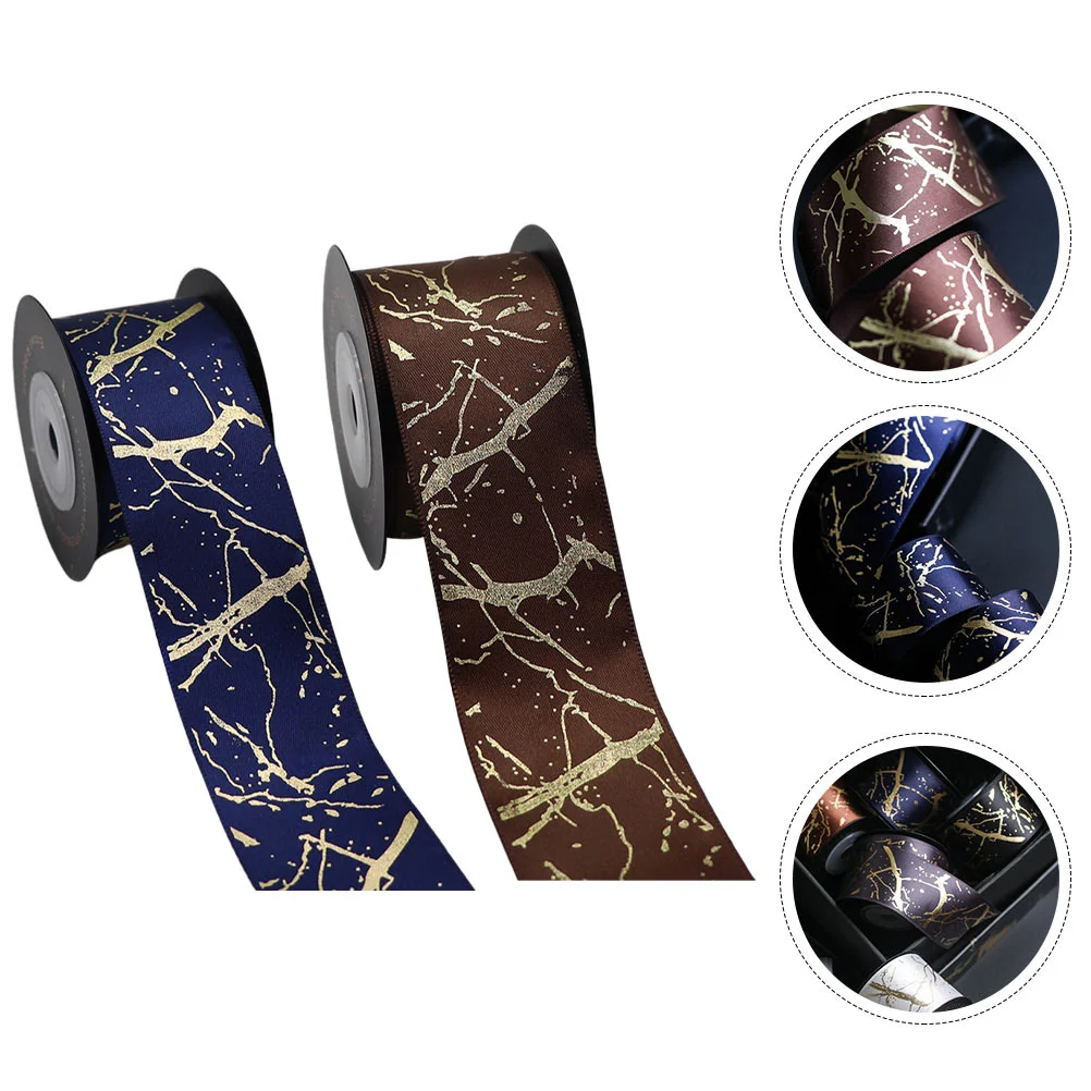 

2 Rolls Packaging Tape Ribbon Birthday Hair Bands Gold Blocking DIY Supplies Decorative Wedding Items Headband Package