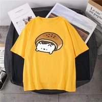 brown bread small animal print cartoon t shirt summer new pure cotton round neck unisex short sleeve daily cute simple top
