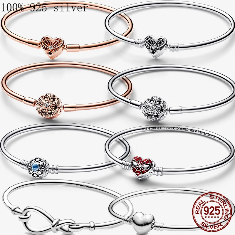 

Bangle Women Plata De Ley 925 Silver Original Charms Bracelets With S925 Logo Original DIY Jewelry Bead Bracelet Womens Handmade