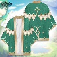 color cosplayer genshin impact peripherals cosplay clothing harajuku kimono robe coat feather weaving cape cardigan