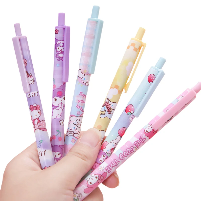 

Kawaii Sanrioed гелевая ручка Kitty My Melody Kuromi мультфильм Push 0,5 мм ручка для письма аксессуары