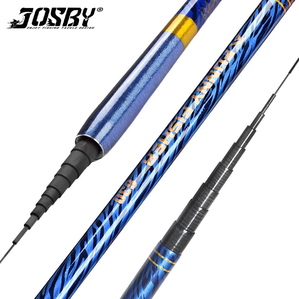 

JOSBY NEW Ultralight Super Hard Stream Hand Pole 2.7/3.6/4.5/5.4/6.3/7.2 Meters Carbon Fiber Telescopic Fishing Rods Fish Tackle