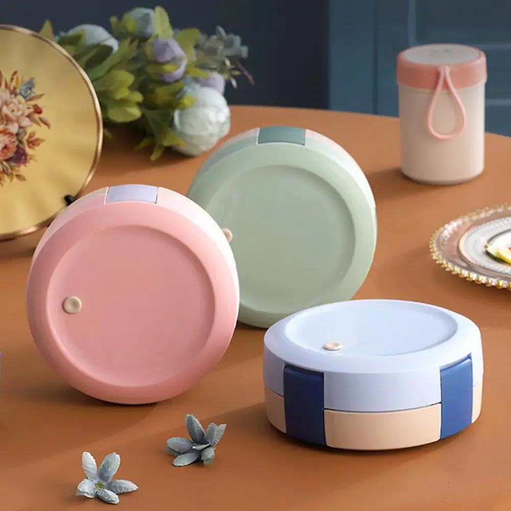 

Изысканный Ланч-бокс Bento, герметичный Ланч-бокс из нержавеющей стали с четырьмя кнопками, изоляционный Ланч-бокс с защитой от ожогов, односл...